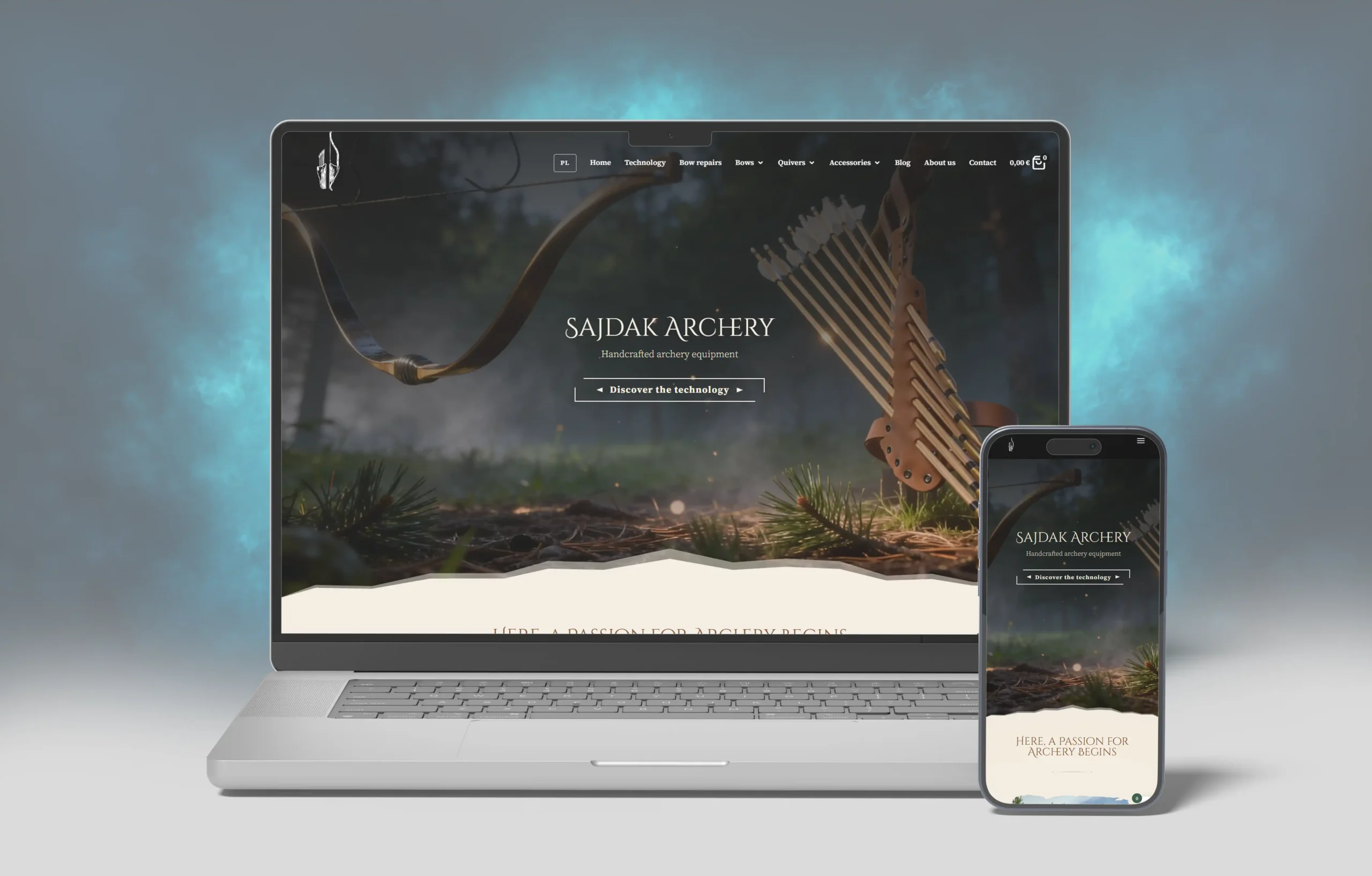 Sajdak Archery — strona i sklep marki łuczniczej na monitorze