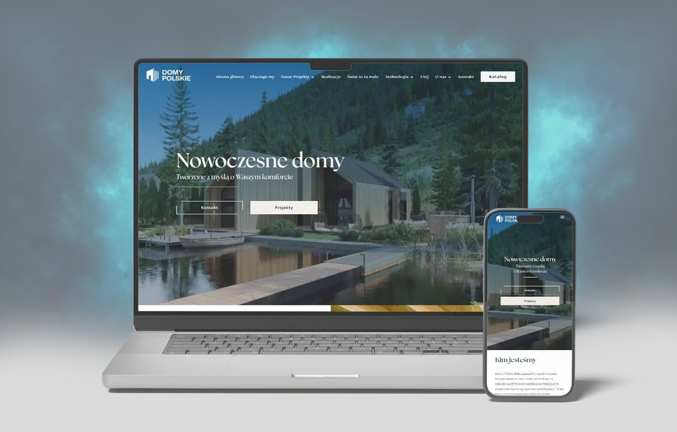Projekt strony internetowej Domy Polskie na laptopie